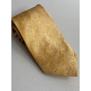 Emilio Ponti Mens Standard Pointed Golden Paisley Hand Made 100% Silk Formal Tie